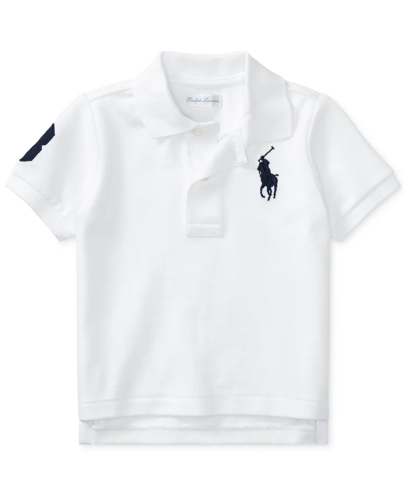 Polo Ralph Lauren Baby Boys Cotton Mesh Pony Logo Polo Shirt - White
