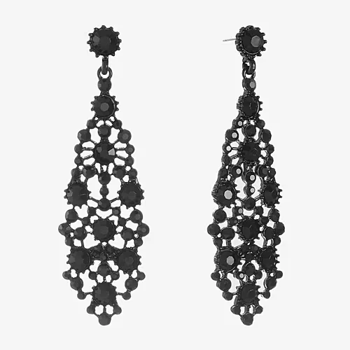 Mixit Black Chandelier Womens Black Hypoallergenic Drop Earrings, One Size, Black