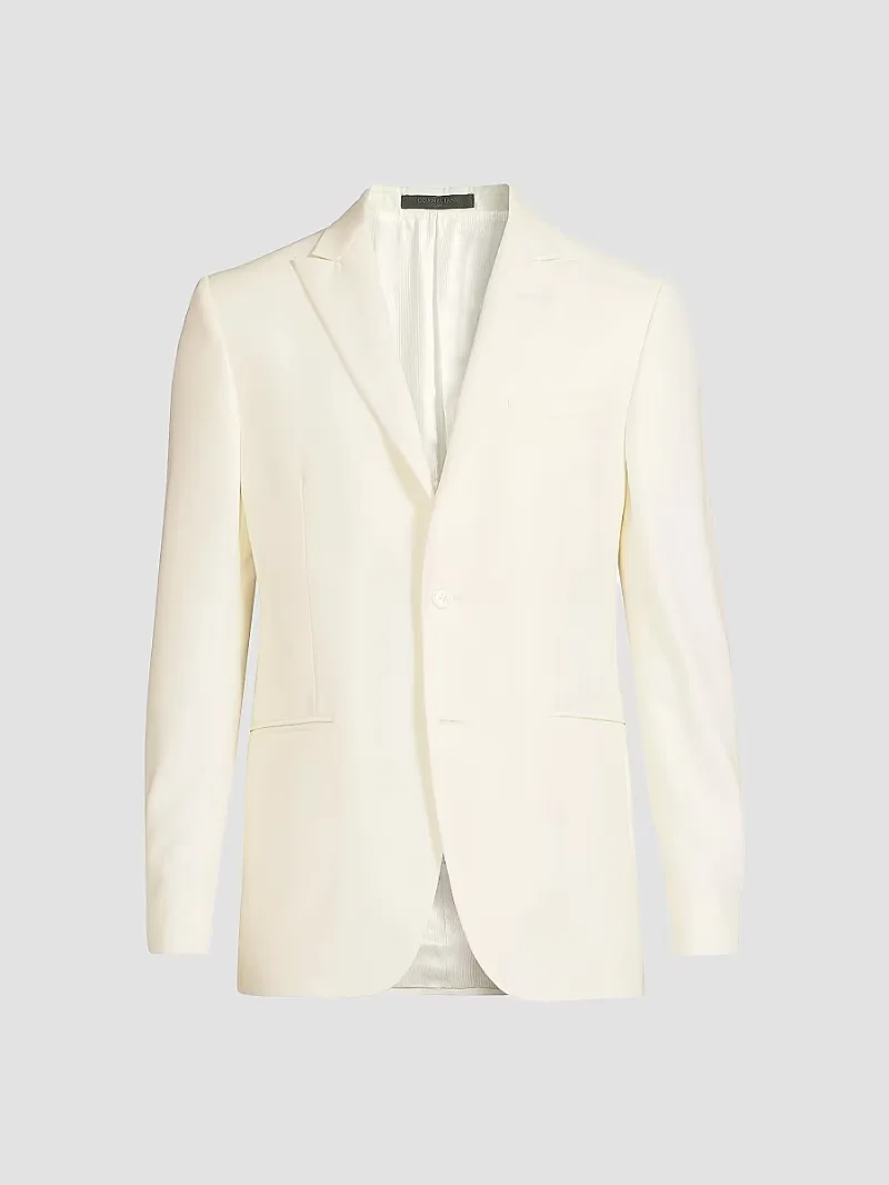 Corneliani Men's Peak-Lapel Tailored Jacket - White - Size 48