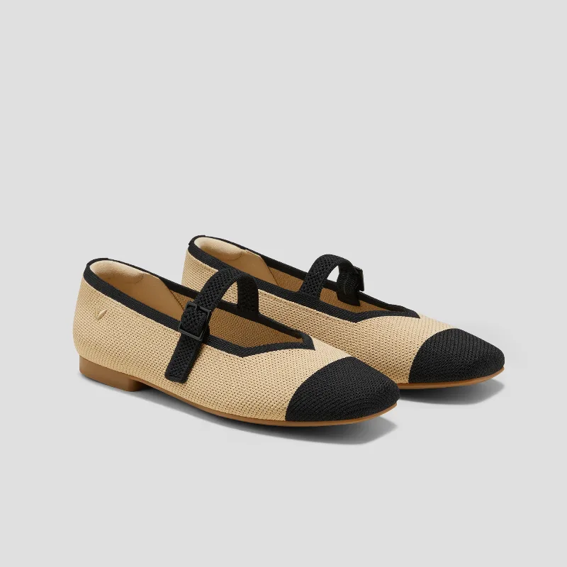 VIVAIA Square-Toe Mary Janes (Margot Mary Jane)|NUDE PEACH & BLACK|US 9