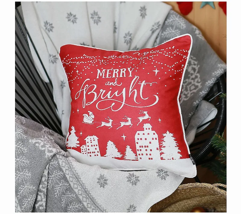 HomeRoots Christmas Lights & Reindeer Throw Pillow