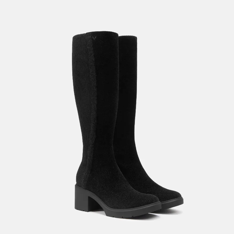 VIVAIA Square-Toe Block-Heel Knee-High Boots (Atria)|BLACK|US 9