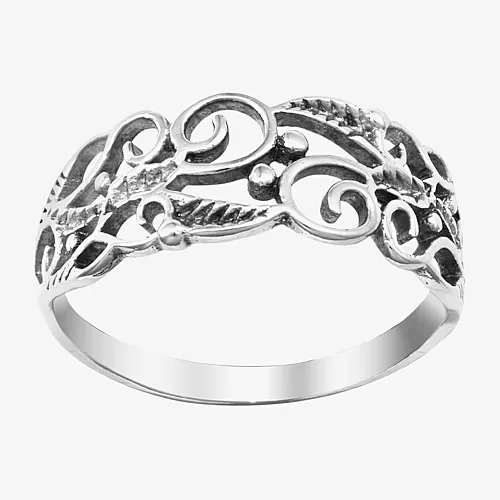 Silver Treasures Womens Sterling Silver Band, 9, White