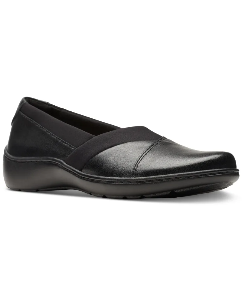 Clarks Women's Cora Charm Slip-On Flats - Black Leat