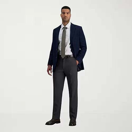 Haggar Premium Comfort Mens Classic Fit Dress Flat Front Pant, 40 30, Black