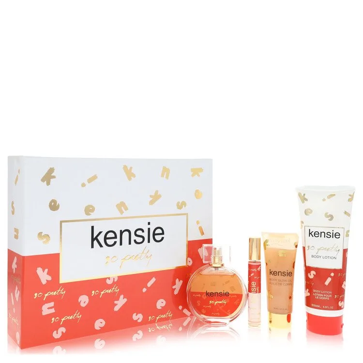 Kensie So Pretty for Women, Gift Set (3.4 oz EDP Spray + .34 oz Mini EDP Spray + 2.5 oz Body Glow Oil + 6.8 oz Body Lotion)