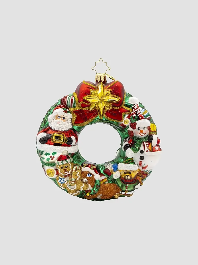 Christopher Radko Jingle All The Way Wreath Glass Ornament