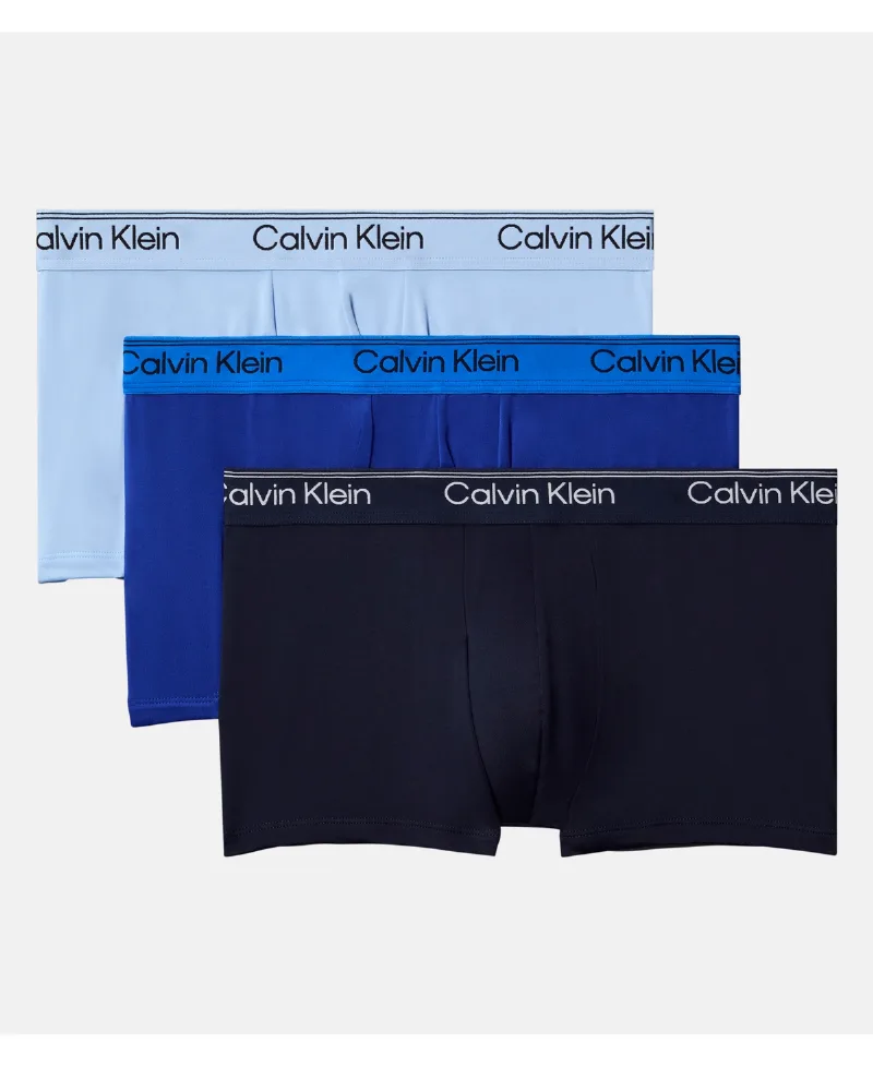 Calvin Klein Men's 3-Pack Low Rise Trunk - Shoreline/Royalty/Blue Bell
