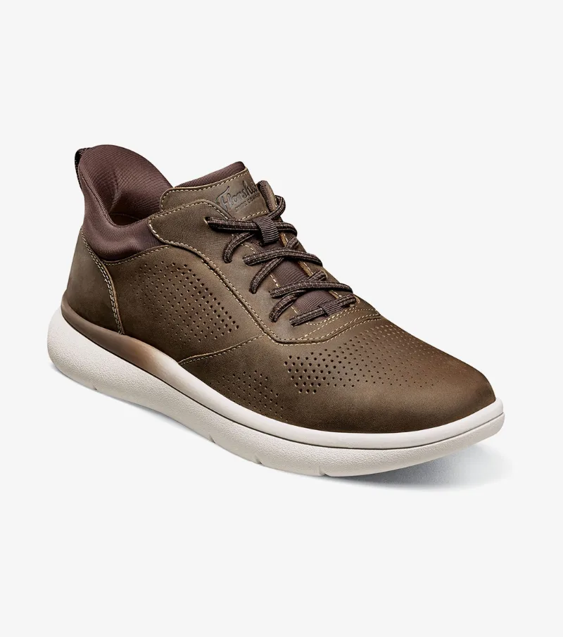 Florsheim Shoes Fleet Perf Toe Elastic Lace Sneaker Brown CH Size 10.5