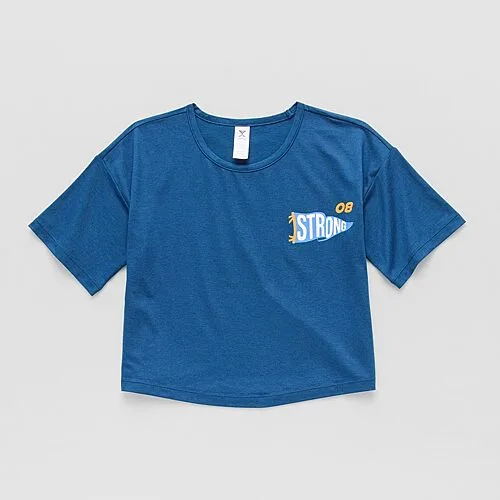 Xersion Little & Big Kid Girls Crew Neck Short Sleeve Regular Fit Graphic T-Shirt, Large (14.5/16.5) Plus, Blue