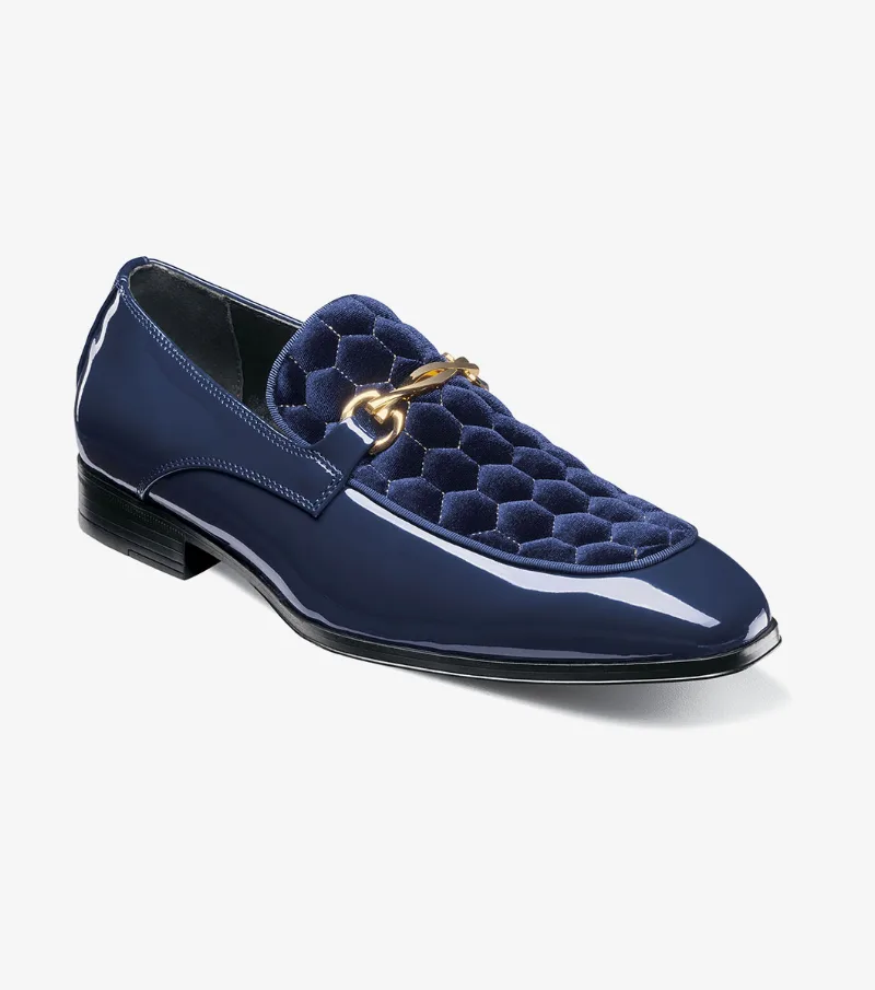 Stacy Adams Shoes Sprague Moc Toe Bit Slip On Navy Size 11
