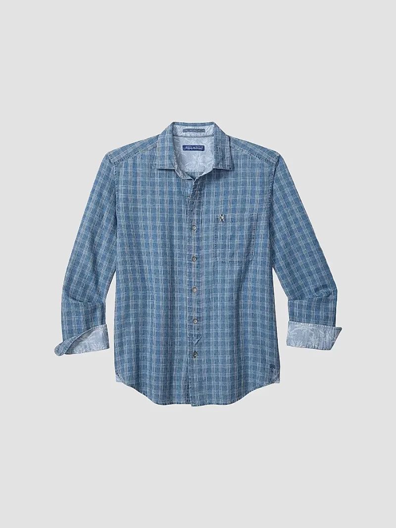 Tommy Bahama Men's Lopez Island Check Shirt - Light Indigo - Size Small