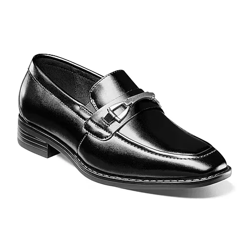 Stacy Adams Kaylor Boys Moc Closed Toe Slip-On Shoe, 1 Medium, Black