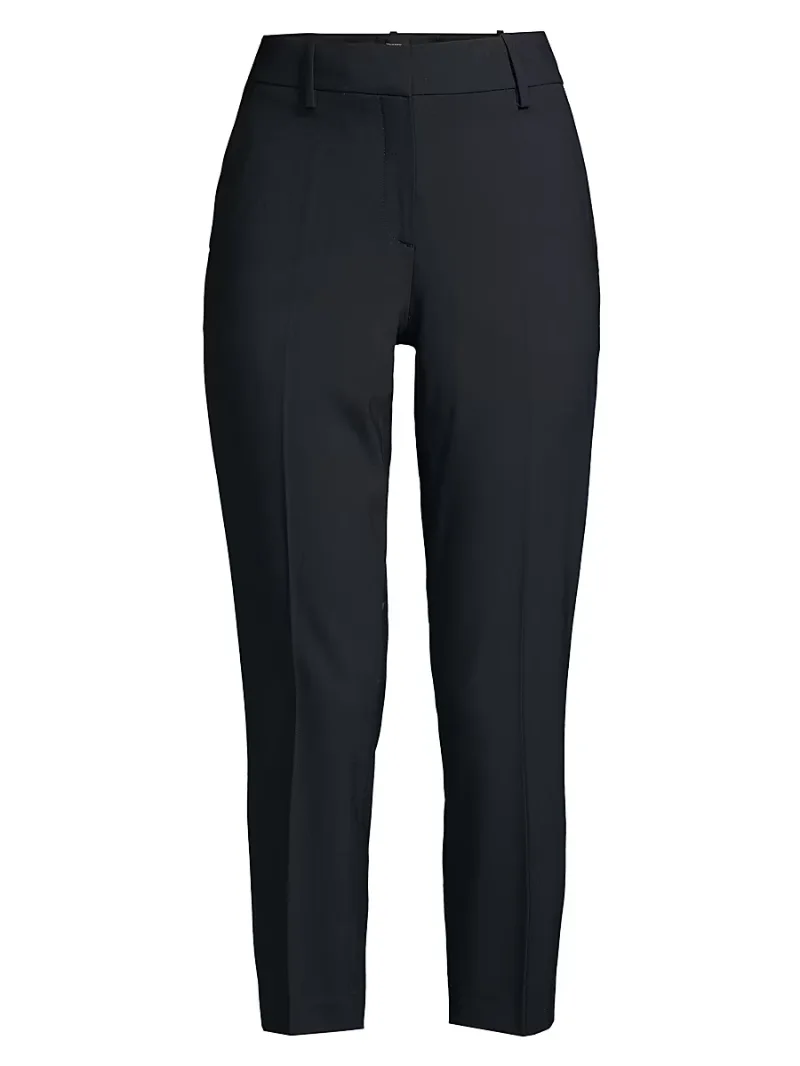 Theory Women's Treeca Skinny-Leg Cropped Classic Suiting Pants - Deep Navy - Size 6