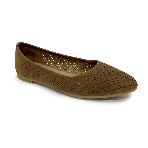 Pop Gerinina Womens Almond Closed Toe Ballet Flats, 11 Medium, Brown
