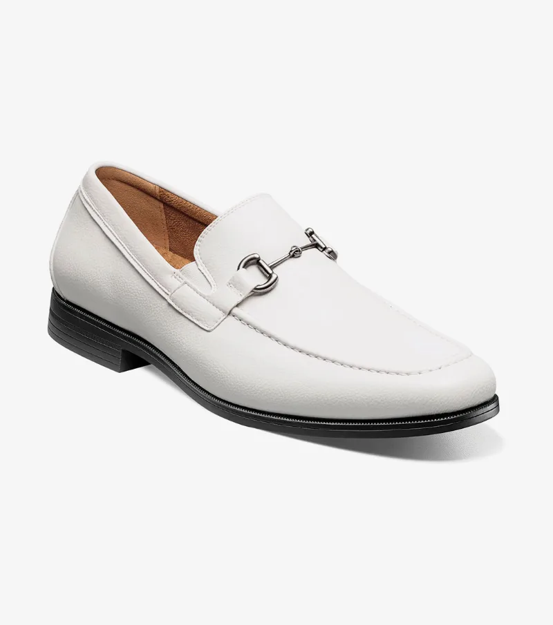 Stacy Adams Shoes Richmont Moc Toe Bit Slip On White Tumbled Size 7