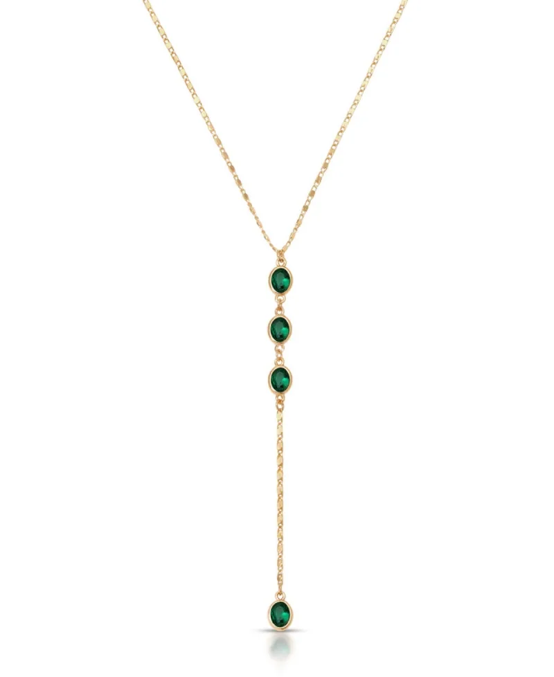 Ettika Bezel Sparkle Dip Lariat Necklace - Green