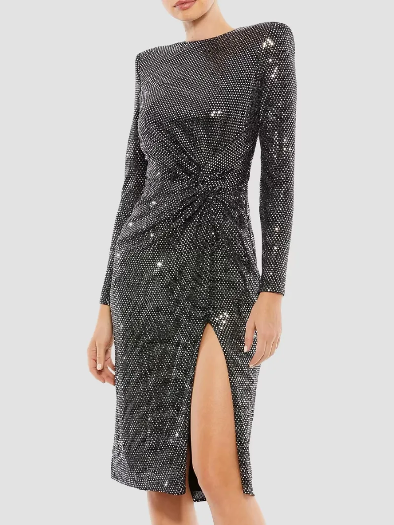 Mac Duggal Women's Ieena Twisted Cocktail Dress - Black Silver - Size 6