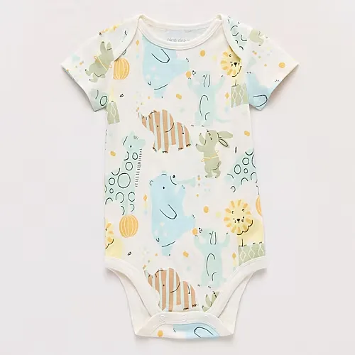 Okie Dokie Baby Boys Round Neck Short Sleeve Rib Bodysuit, 12 Months, White