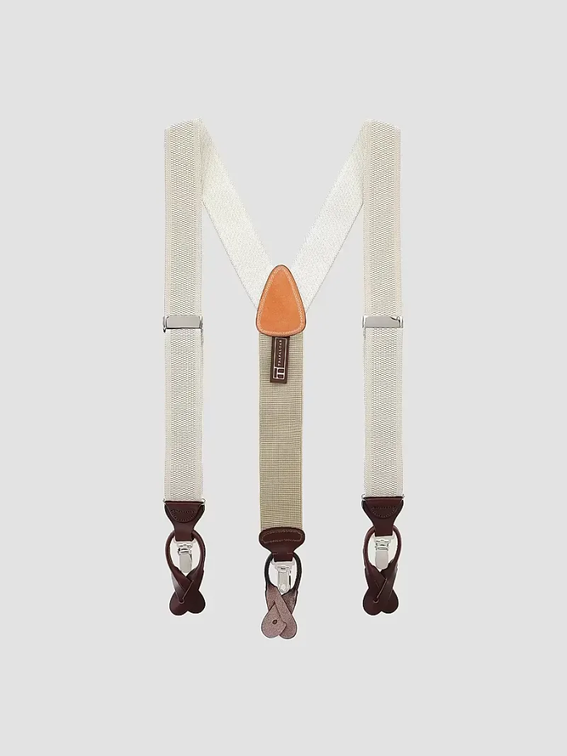Men Classic Convertible Brace Suspenders - Khaki