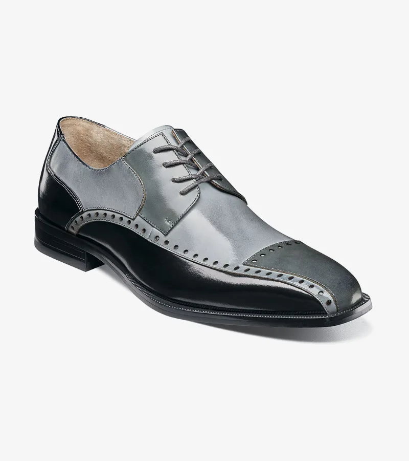 Stacy Adams Shoes Plaza Modified Cap Toe Oxford Black/Gray Size 14