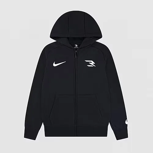 Nike 3BRAND by Russell Wilson Big Kid Boys Long Sleeve Fleece Zipper Active Hoodie, Large, Black