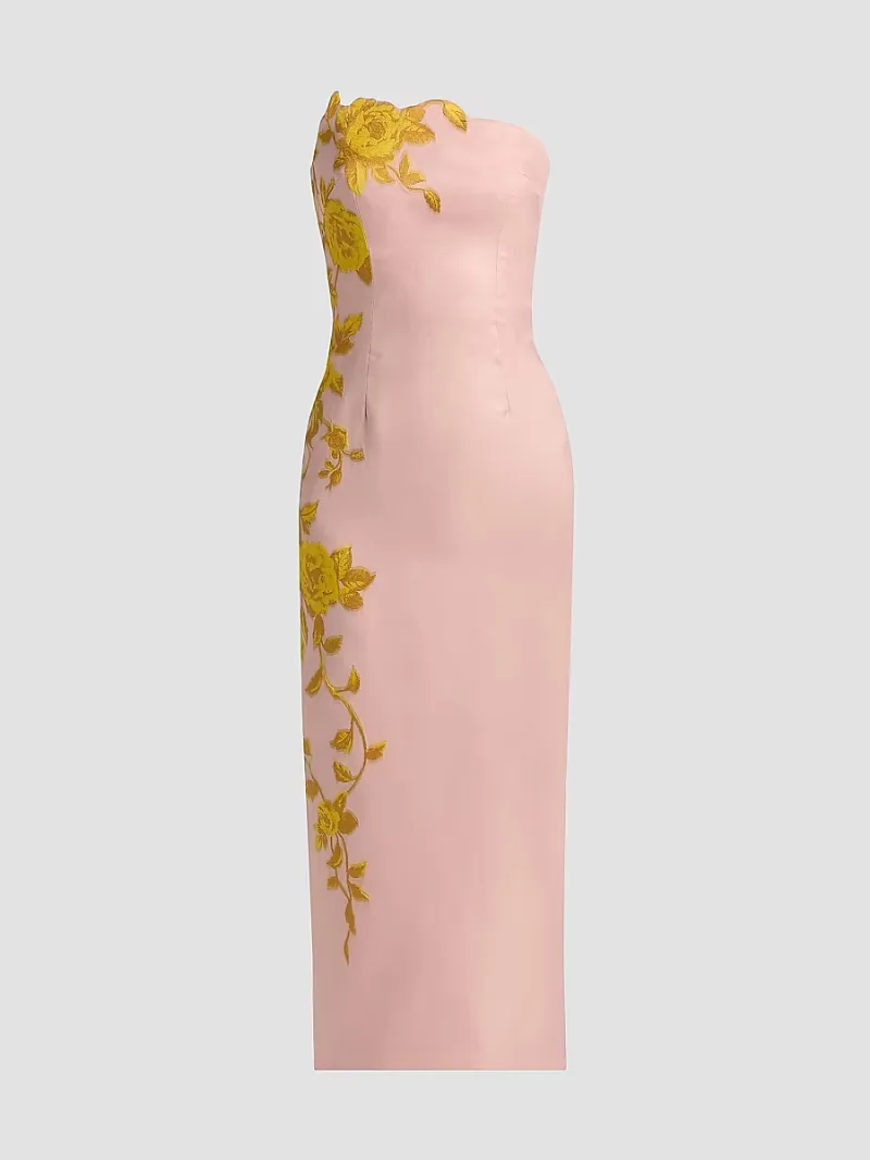 Lela Rose Women's Rose Fil Coupé Strapless Midi-Dress - Peony Sunflower - Size 4