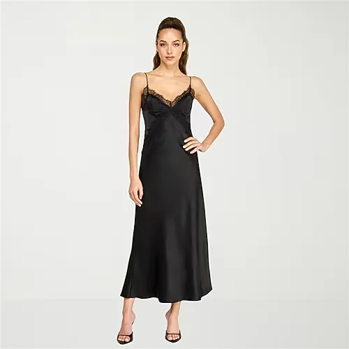 belle vie Womens Sleeveless Midi Slip Dress, 14, Black