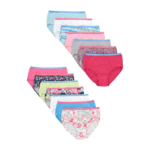 Hanes Bonus Pack Little & Big Kid Girls 12+2 Pack Briefs Gubb4b, 14, White