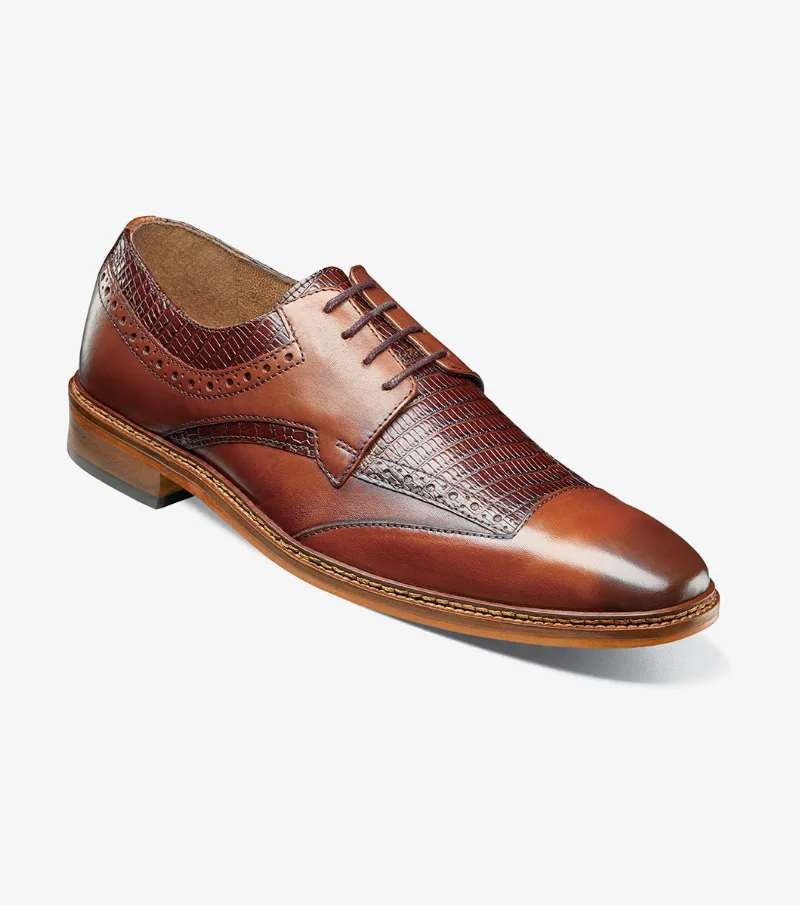 Stacy Adams Shoes Gambetta Modified Cap Toe Oxford Cognac Size 9.5