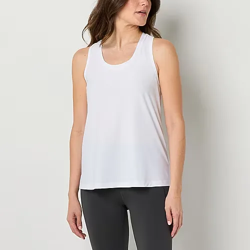 Xersion Womens U Neck Sleeveless Performance Tank Top, Xx-large, White