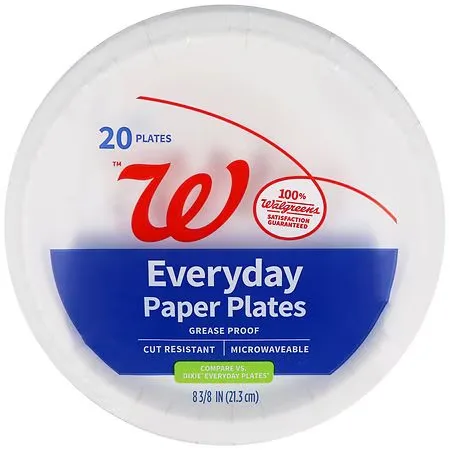 Walgreens Everyday Paper Plates 8 3/8 In - 20.0 ea