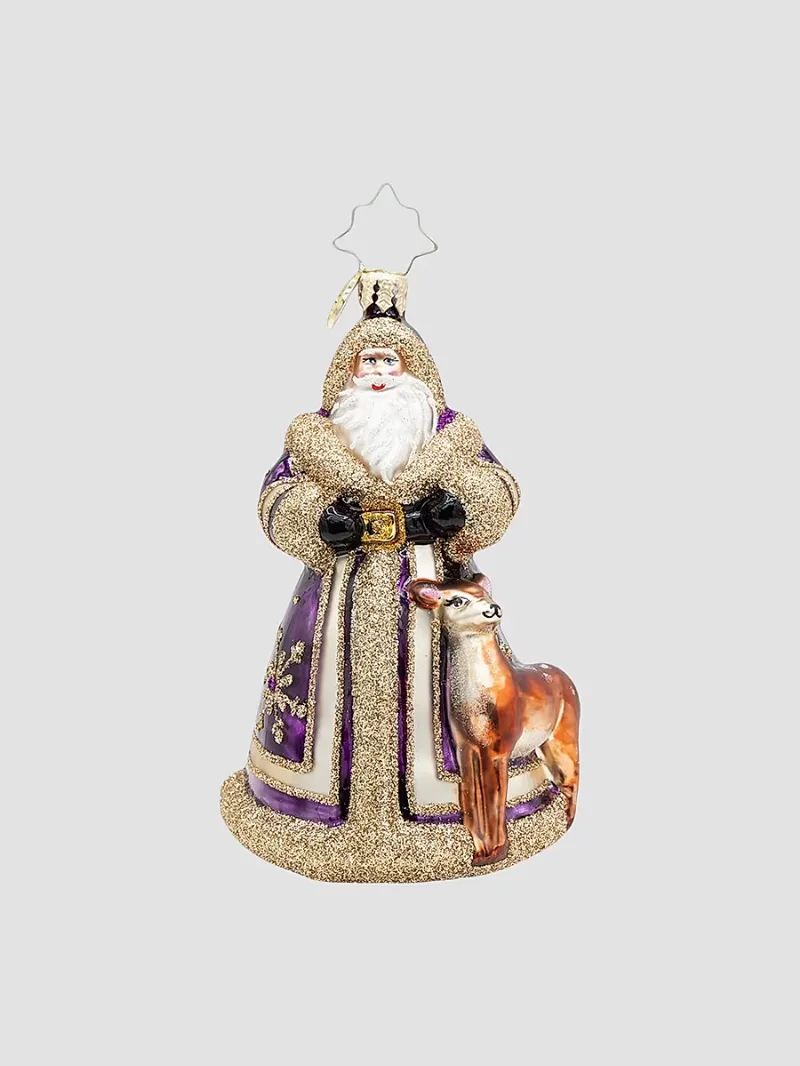 Christopher Radko Woodland Wonder Santa Glass Ornament