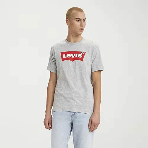 Levi's Set-In Neck Mens Round Neck Short Sleeve Regular Fit Graphic T-Shirt, Large, Gray