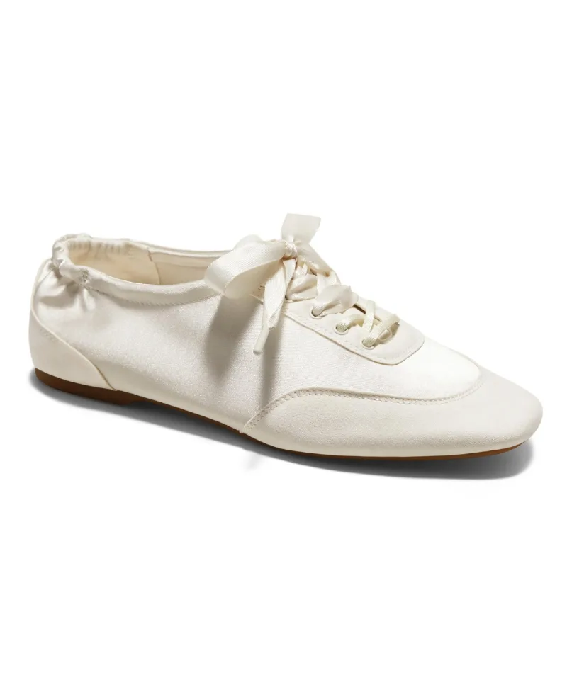 Vivaia Women's Cristina Square-Toe Lace-Up Satin Sneakerina - Light gold