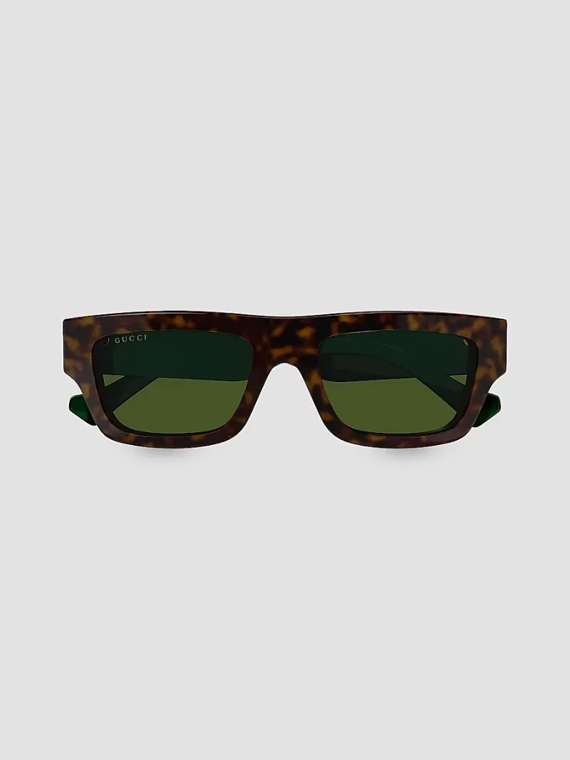 Gucci Men's Web Studi 55MM Acetate Rectangular Sunglasses - Havana