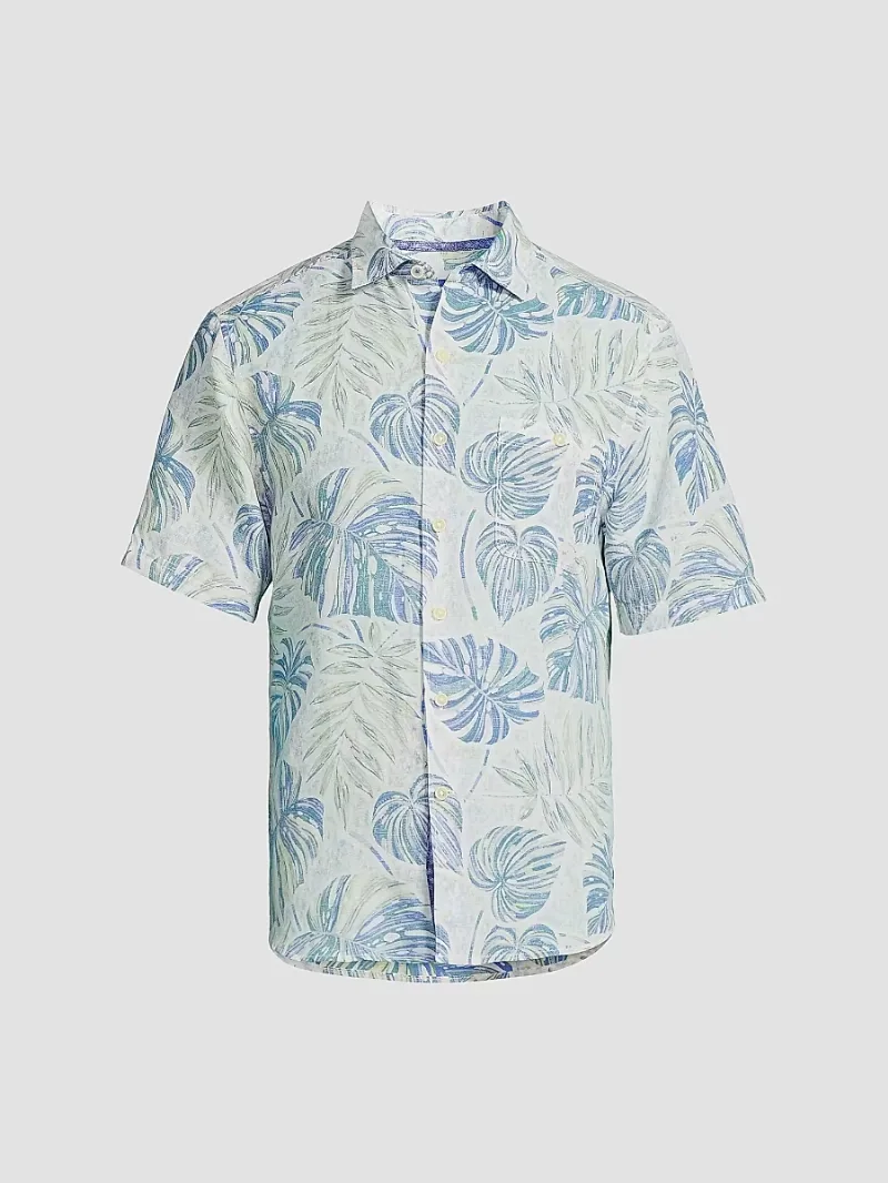 Tommy Bahama Men's Grand Monstera Short-Sleeve Shirt - Blue Whisper - Size Small