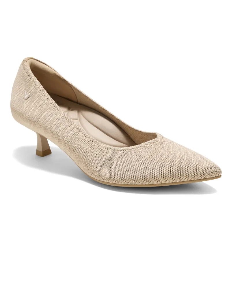 Vivaia Women's Scarlett Pointed-Toe Kitten Heels - Almond