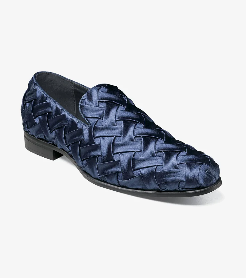 Stacy Adams Shoes Savoir Plain Toe Satin Slip On Navy Size 12