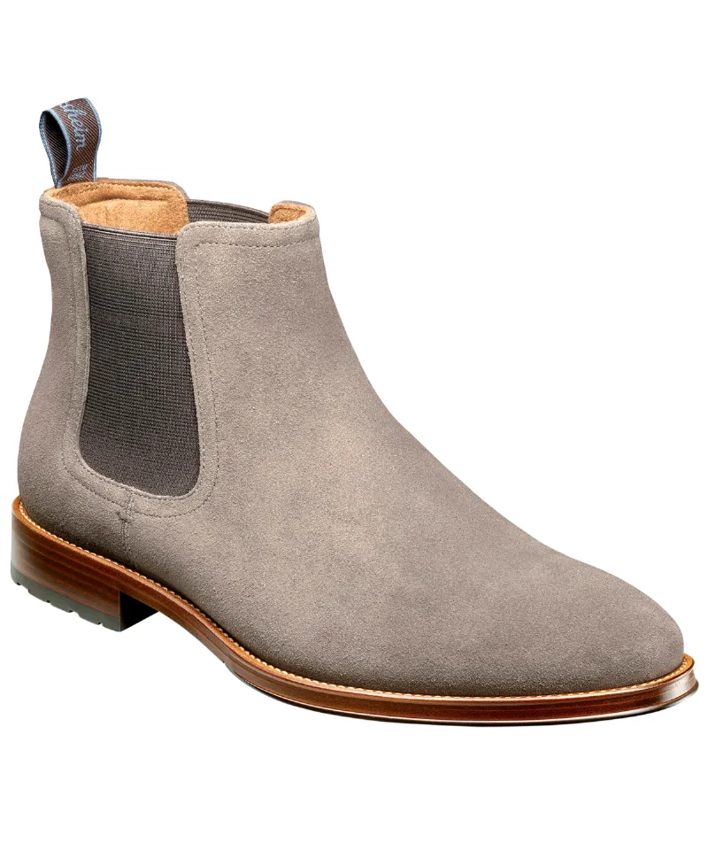 Florsheim Men's Rucci Suede Round-Toe Lugged-Sole Chelsea Boots - Charcoal Suede