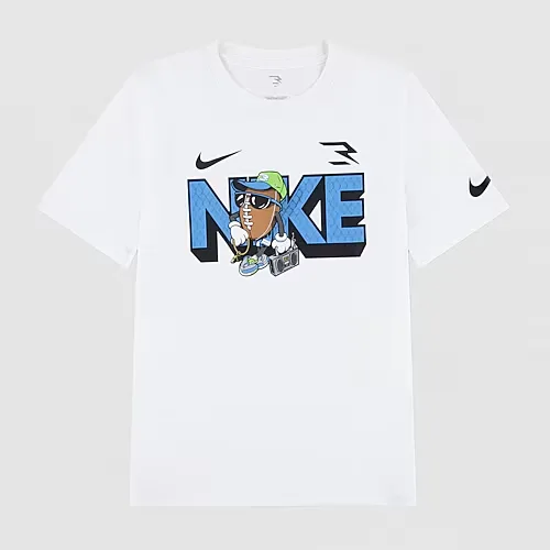 Nike 3BRAND by Russell Wilson Big Kid Boys Crew Neck Short Sleeve Regular Fit Graphic T-Shirt, Large, White