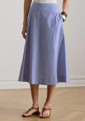 Lauren Ralph Lauren Women's Striped Paneled Cotton Broadcloth Skirt, 10