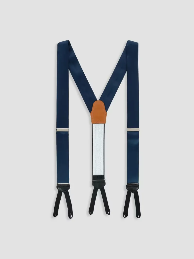 Men Sutton Silk Suspenders - Navy