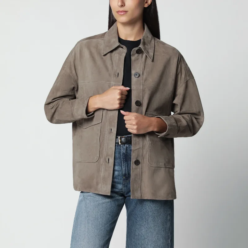 Taupe Kaylee suede shirt jacket