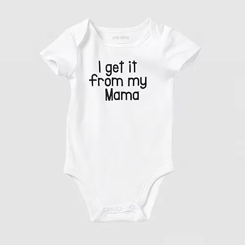 Okie Dokie Baby Unisex Round Neck Short Sleeve Rib Bodysuit, 12 Months, White