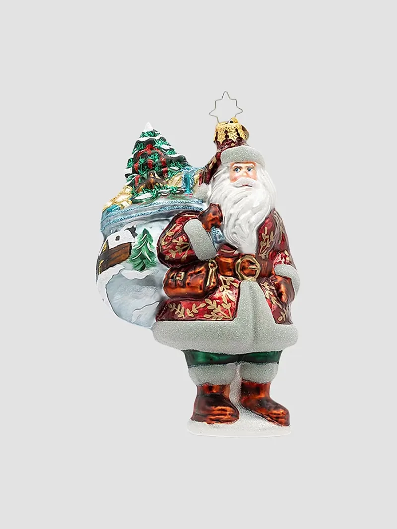 Christopher Radko European Santa Woodland Noel Glass Ornament