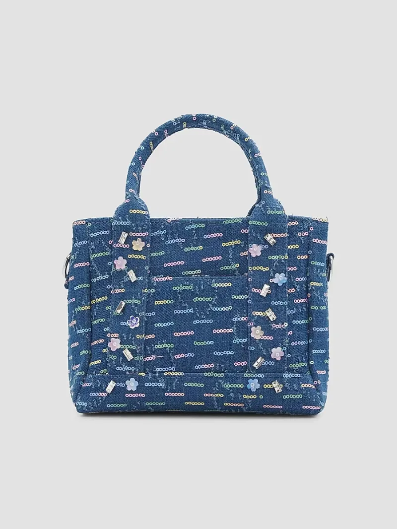 Bari Lynn Girl's Girl's Embellished Denim Tote Bag - Blue