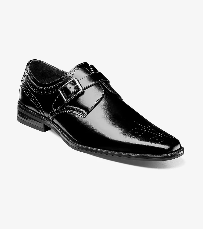 Stacy Adams Shoes Kinsley Plain Toe Monk Strap Black Size 9