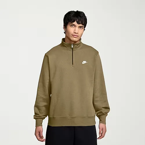Nike Fleece Mens Mock Neck Long Sleeve Sweatshirt, Small, Beige