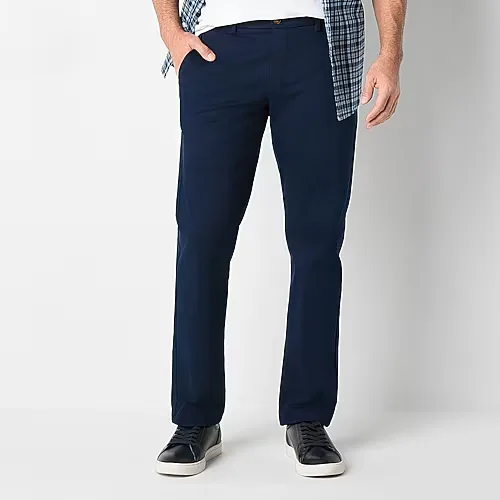 St. John's Bay Stretch Chino Mens Straight Fit Flat Front Pant, 32 30, Blue